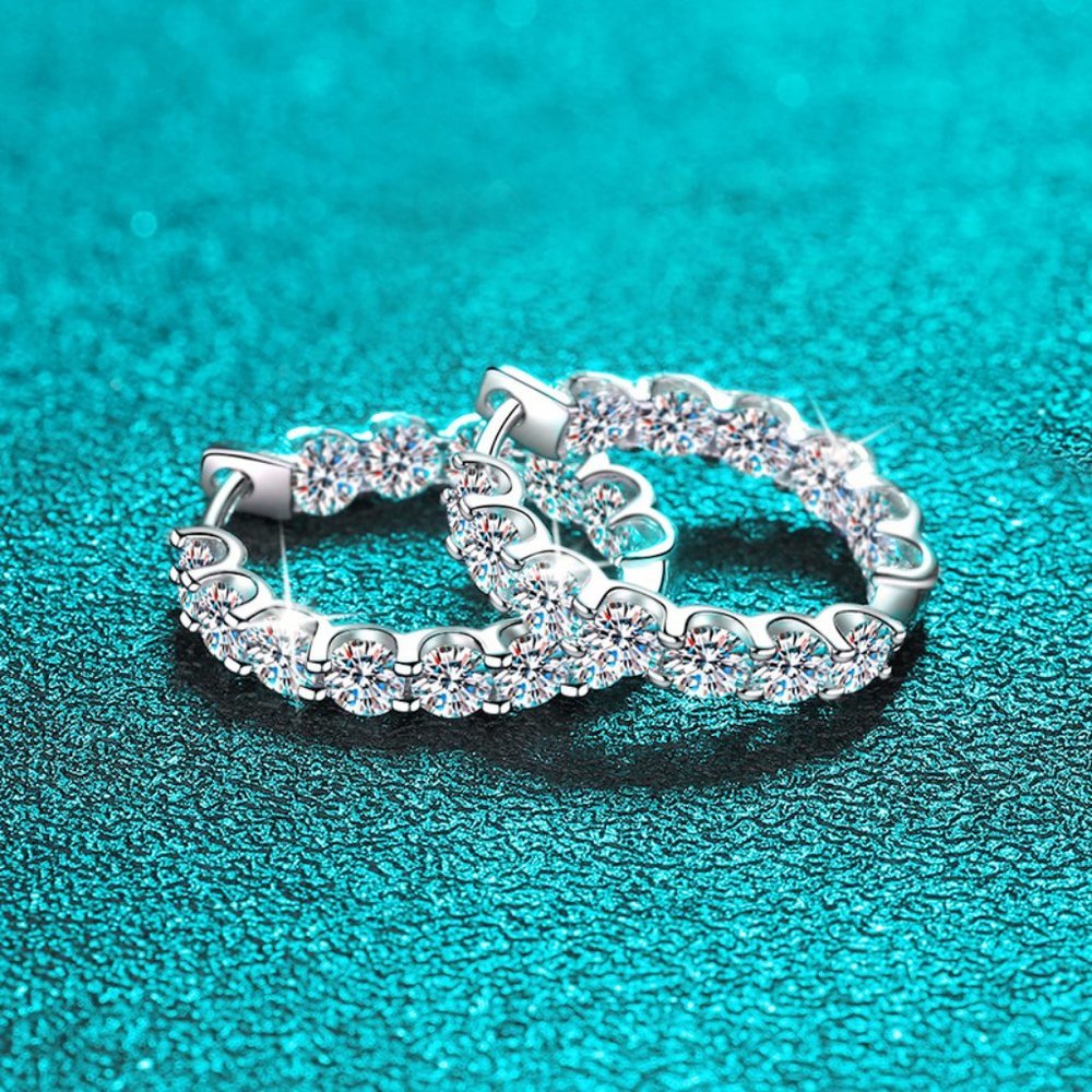 Certified 2.6 ct. t.w. Moissanite Diamond Inside Out Hoop Earrings NEW - Picture 5 of 14
